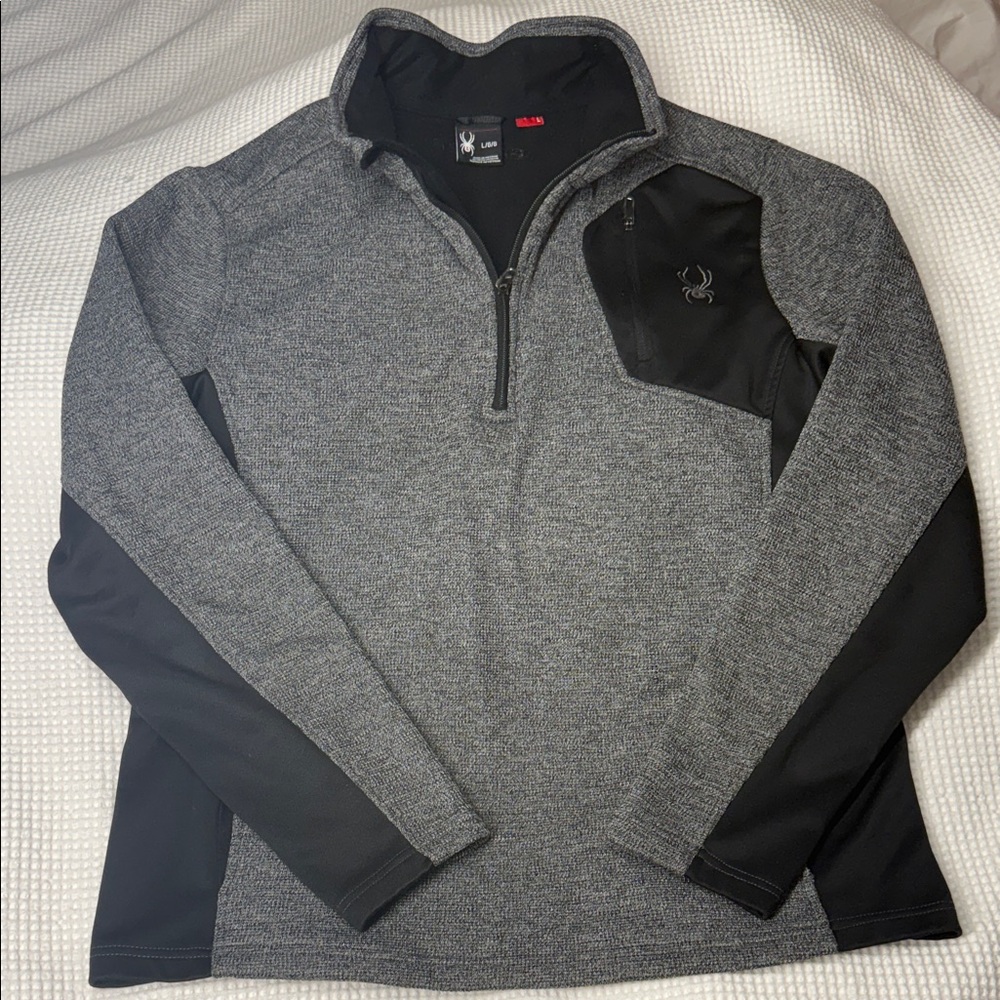 Spyder Gray and Black Half-Zip Pullover - Large